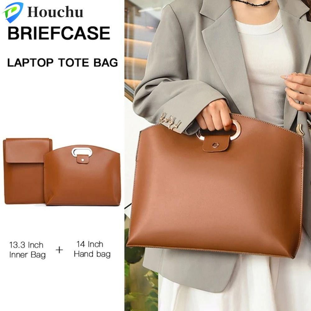 Túi Tote tài liệu văn phòng HOUCHU, Túi đựng máy tính xách tay PU, Túi xách màu trơn đơn giản Túi xách dung tích lớn Túi xách du lịch