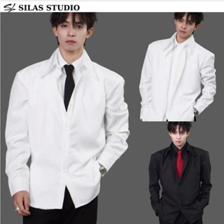   Deal Mở Bán  Áo Somi SILAS OverLap 2 Lớp 2 In 1 Cotton Chéo Nam Chiết Eo Form Tôn Vai - ASL9 