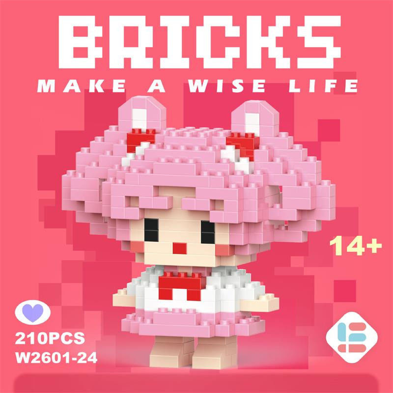 Lele Brothers Microparticle Xếp Hình Lắp Ráp Thỏ Hoạt Hình Búp Bê Cô Gái Lele Brothers Microparticle