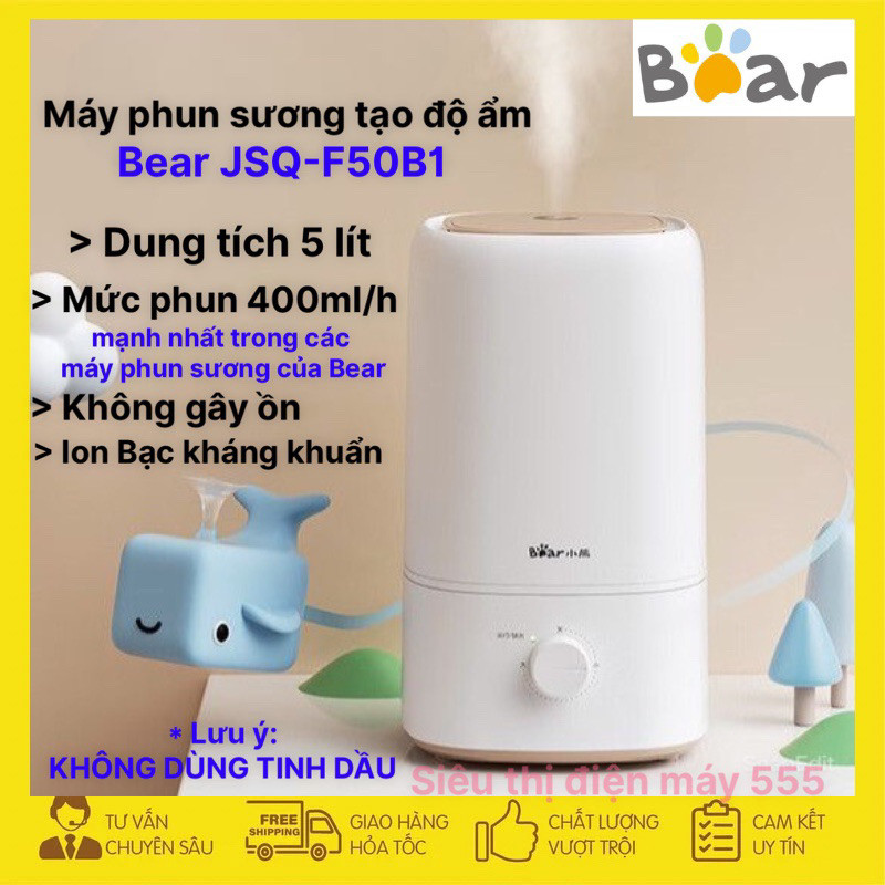 Máy phun sương tạo ẩm Bear 5L JSQ-F50B1 chứa ion Bạc kháng khuẩn phun siêu khoẻ BH 12 tháng hàng cao cấp