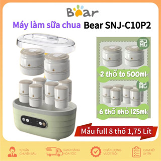 Máy làm sữa chua Bear SNJ-C10P2 mẫu full 8 thố sứ 1,75L có thể điều chỉnh thời gian hẹn giờ hàng cao cấp