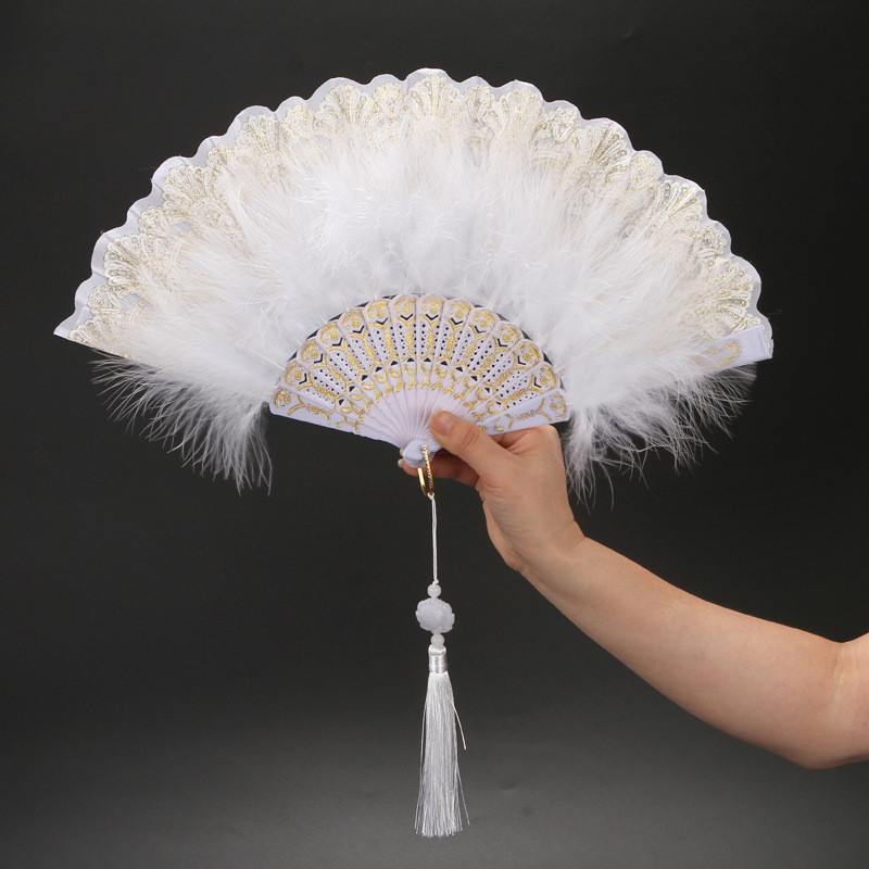Quạt Lông Gothic Khiêu Vũ Sườn Xám Quạt Lông Cổ Trang Decor Cosplay Trang Trí Biểu Diễn