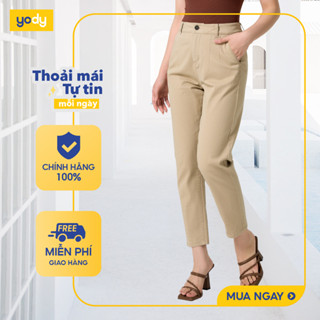   Quần baggy kaki nữ YODY nữ bản lưng cao ống ôm co giãn nhẹ QJN3072