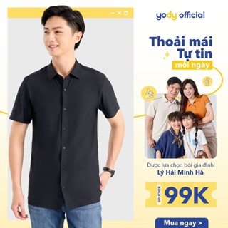 Áo sơ mi nam YODY tay ngắn S.cool chạm mát tức thì, khô nhanh, co giãn dáng regular fit SCM7037