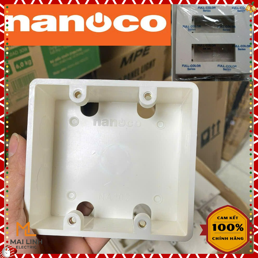 (Chính Hãng Nanoco) Đế âm cho mặt 4-5-6 - Đế âm cho mặt đôi - Kích Thước : 109x103x44mm - Model NA10