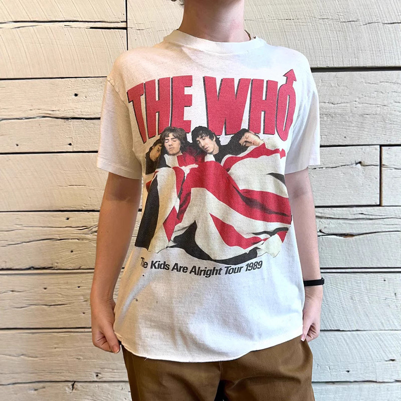 PQJ0 vintage Rock band portrait Union Jack vintage distressed print short-sleeve shirt T T-shirt Men