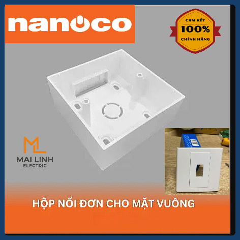 (Chính Hãng Nanoco) Đế nổi Vuông 86x86x35,2mm NN105 dùng cho hầu hết mặt công tắc ổ cắm Vuông