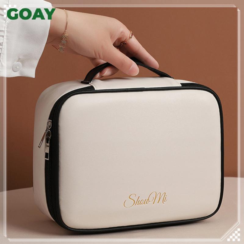 GOAY 3 Trong 1 Túi Đựng Trang Điểm PU Di Động Dung Tích Lớn Giặt Đa Năng Túi Đựng Mỹ Phẩm Tự Do Chia