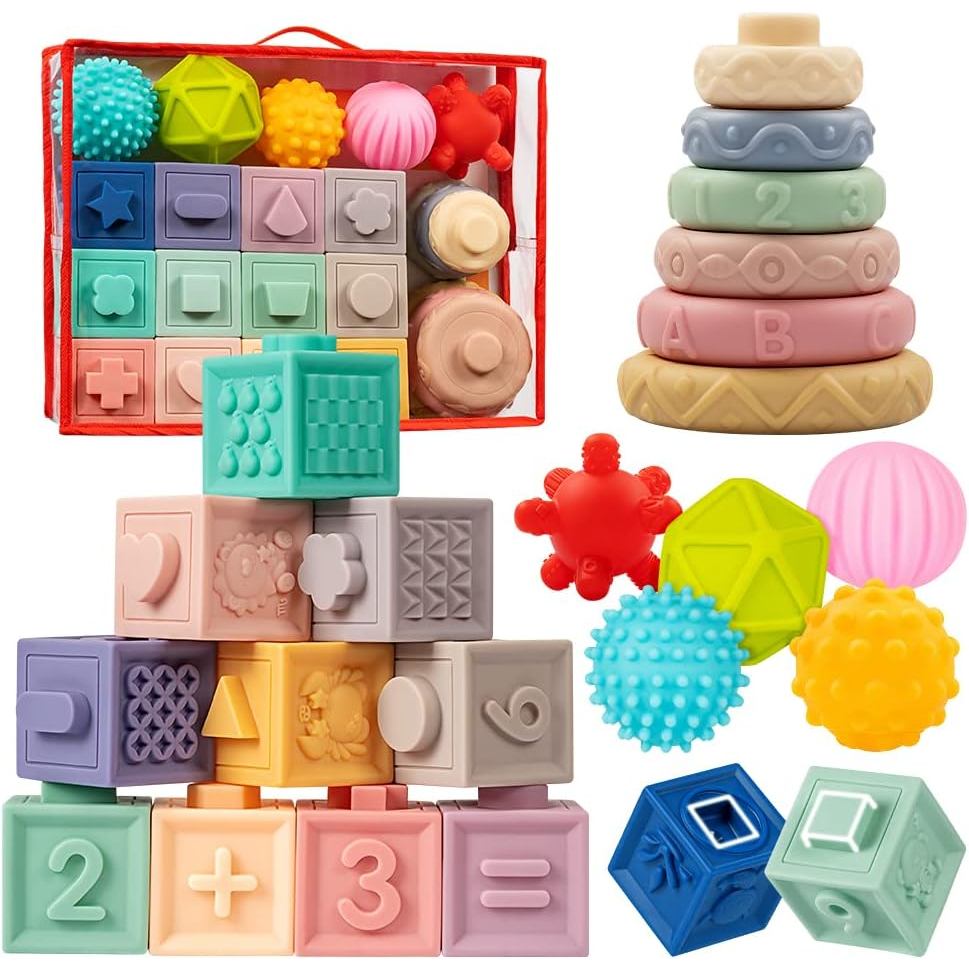 JyuileBabyToys6-12Months, MontessoriToyforBabies6-12Months, InclStackingBuildingBlocks & SoftInfantT