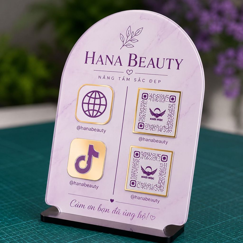 Bảng mica QR code để bàn KMS-33: Thanh toán nhanh, kết nối tiện lợi