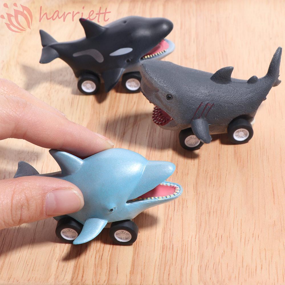 Đồ chơi ô tô quán tính cá heo HUNIU, Đồ chơi ô tô Mini dễ thương Press and Go, Sáng tạo Montessori G