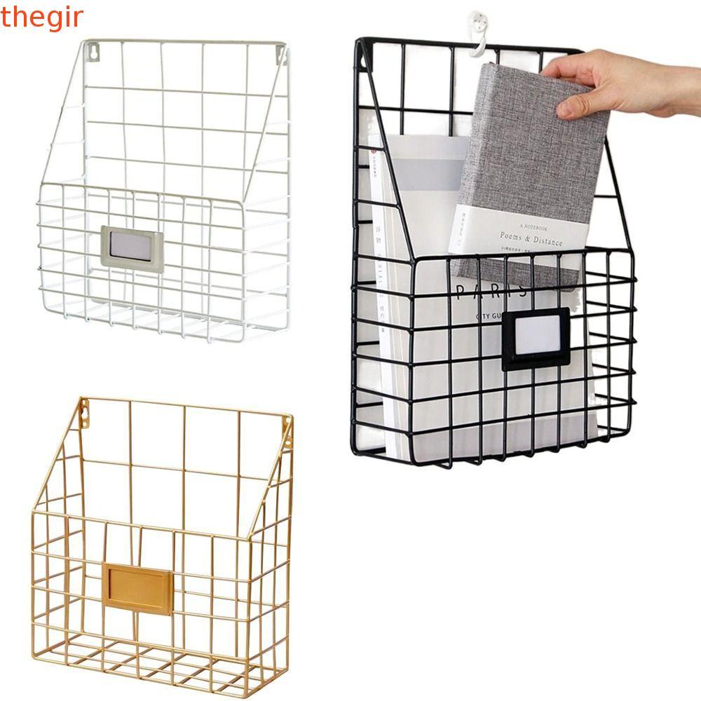 THEGIRL8B Magazine File Holder, Bộ sắp xếp thư lưới kim loại treo tường, Tấm nhãn hữu ích Tay cầm ch