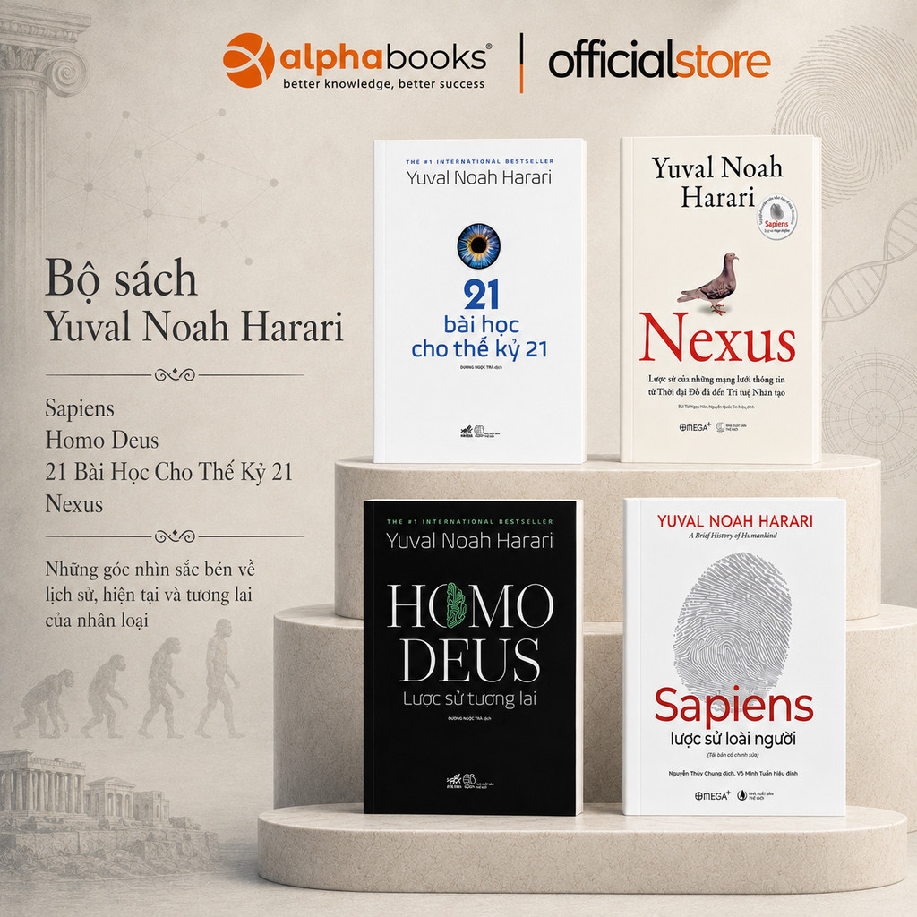 Sách - Lẻ/Combo: Homo Deus + 21 bài học thế kỷ 21 (NN) + Nexus (BM) + Sapiens (BM) (Omega Plus)