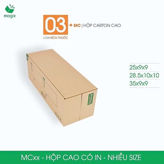 MC - Combo 20 hộp carton dài đóng hàng - Nhiều size - Hộp gói hàng, hộp mỹ phẩm, hộp nước hoa