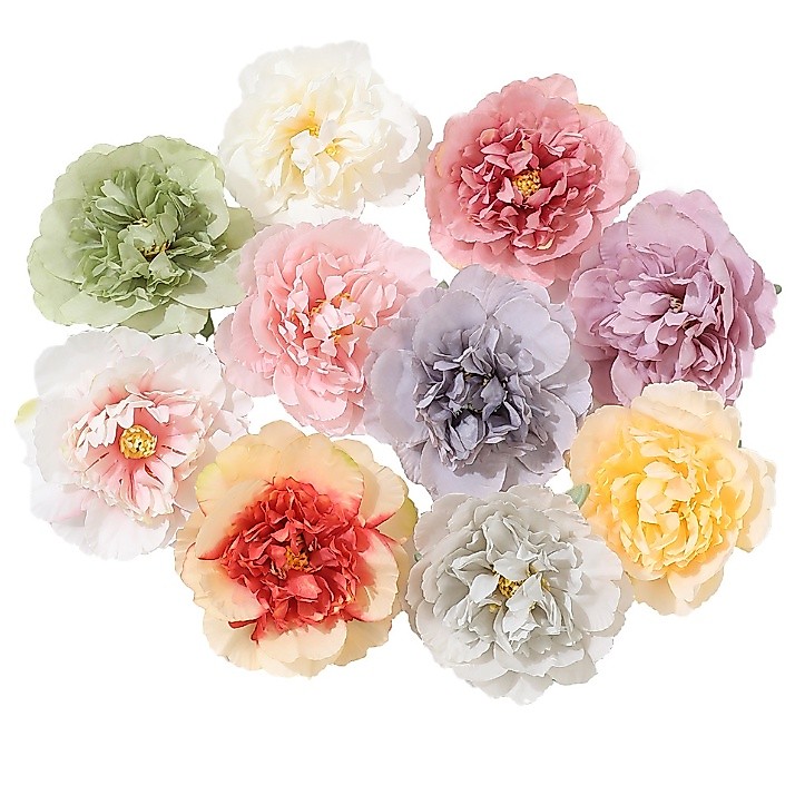 Bông hoa mẫu đơn 10cm HOA03 phụ kiện trang trí tết làm vòng hoa handmade