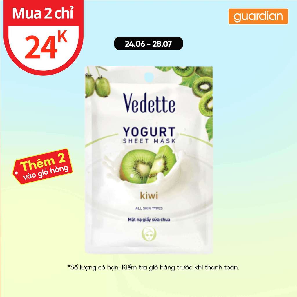 Mặt Nạ Giấy Sữa Chua Kiwi Vedette 22ml