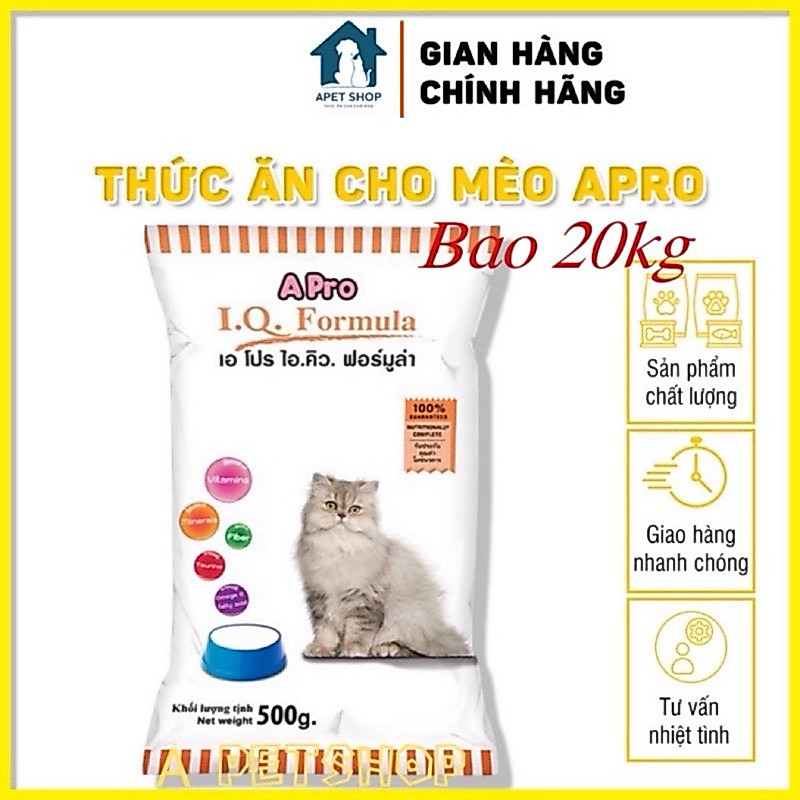 Thức ăn dành cho mèo Apro Iq - bao 20kg - hạt dành cho mèo À petshop Apro iq