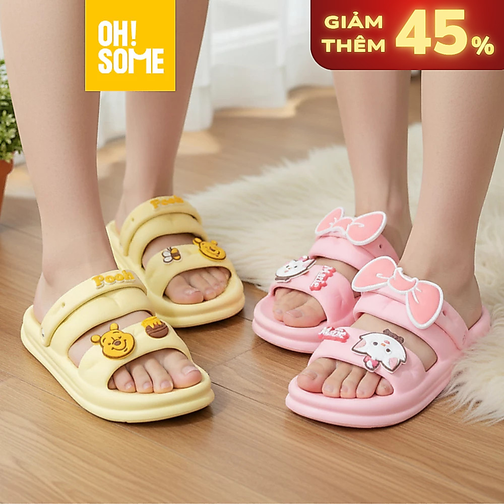 【OHSOME x Disney】- Giày sandal nữ cao cấp êm chân dòng Solo Corner Disney mèo Marie & Winnie the Poo
