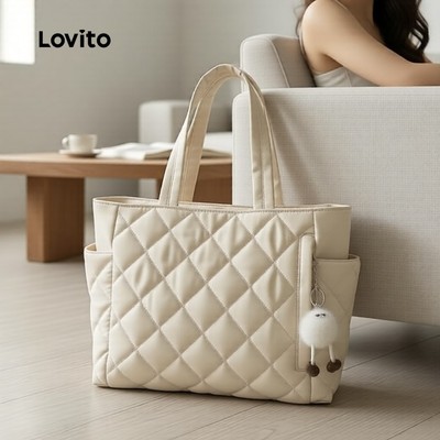 Lovito Túi Xách Đeo Vai Vải Bền Chắc Kiểu Dáng Thường Ngày Có Đệm Lót Thích Hợp Đi Du Lịch Đi Học/sinh Viên Phong Cách Hàn Quốc Dành Cho Nữ LFA98022