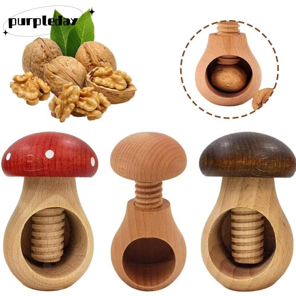 Kìm TÍM, Kìm Đai ốc dễ nứt đa chức năng, Kẹp Pecans hình nấm bằng gỗ thực tế