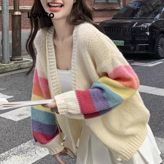 Lovito Áo len cardigan thông thường Colorblock Áo len mùa hè / mùa xuân dành cho nữ LNE69108