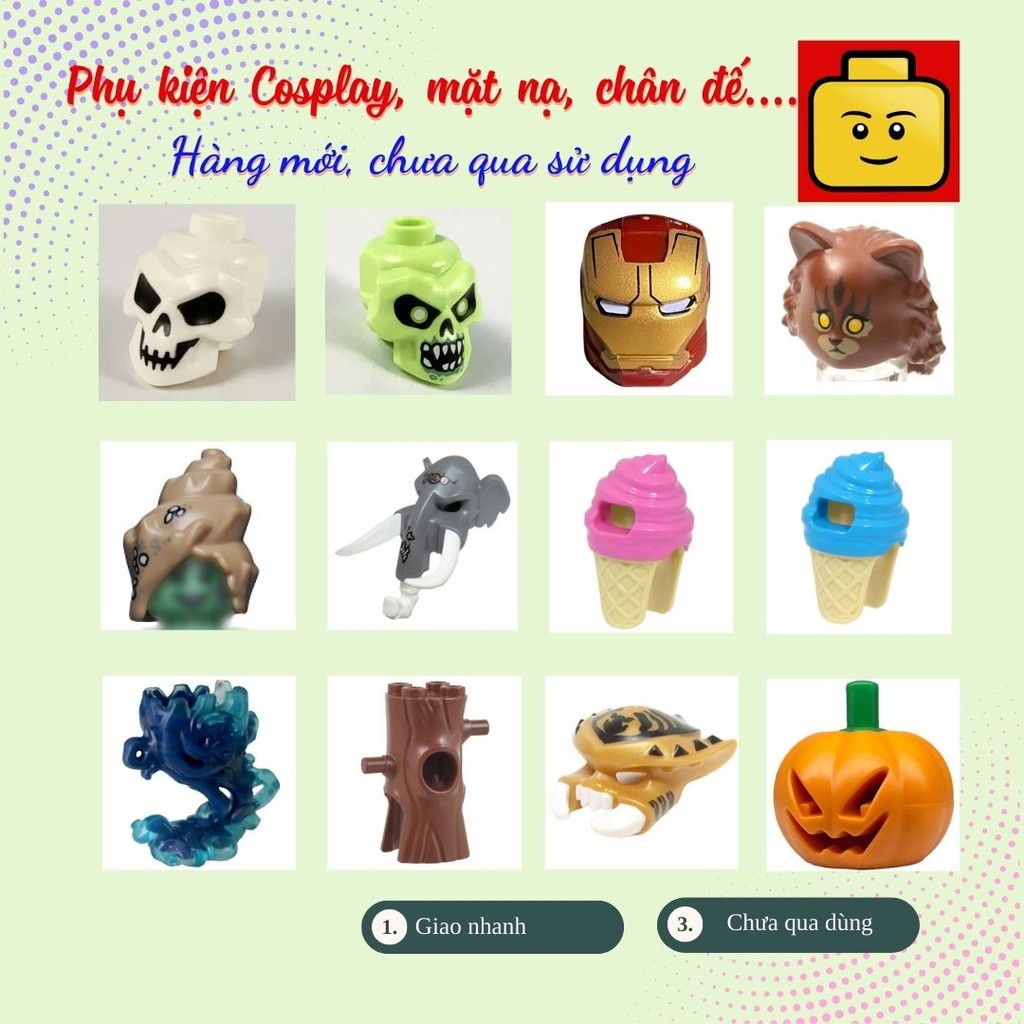 Nón, đầu cosplay - hóa trang, Headgear mặt nạ Iron man, chân đế, đầu trái bí...