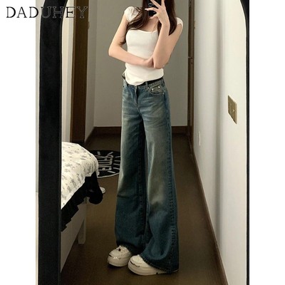 DaDuHey New American Retro Flared Low Waist Jeans plus Size Trousers