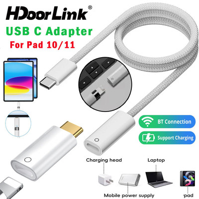 HdoorLink USB C Pencil Bộ chuyển đổi sạc đầu tiên cho Pad 10 / 11th Gen Type C sang IOS Máy tính bảng Stylus Bộ chuyển đổi hỗ trợ ghép nối Bluetooth