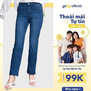 Quần Jeans Nữ YODY Ống Đứng vải Demin Co Giãn 4 Chiều, dễ phối đồ TRA - QJN5078