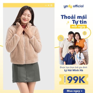 Áo khoác lông cừu nhân tạo YODY áo ấm cổ cao, dài tay, cào lông mềm mại, giữ nhiệt tốt - SKN6048