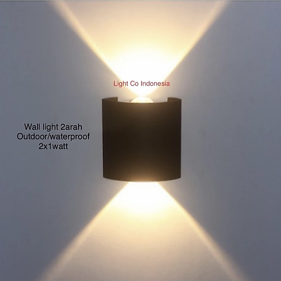 Đèn tường sân vườn ngoài trời COB / LED 2x1watt tối giản