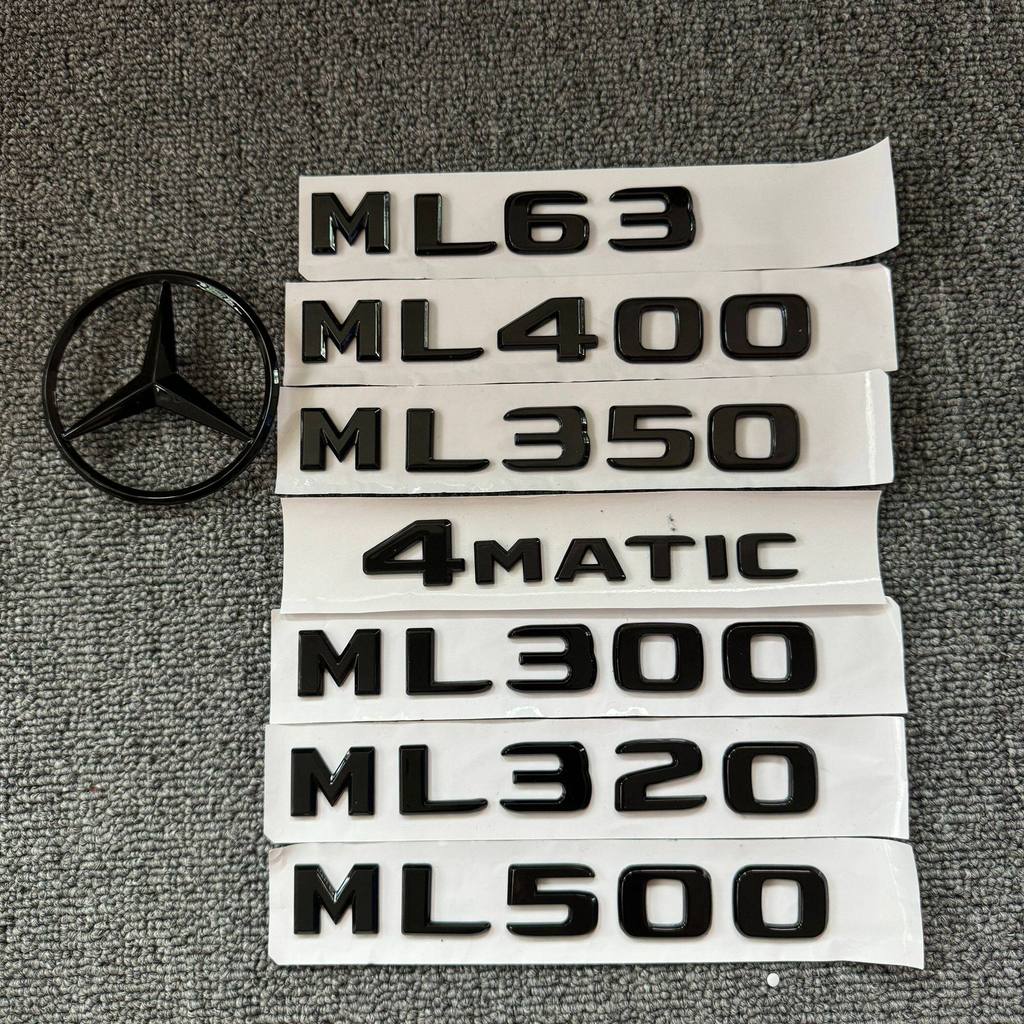 Sửa đổi Benz ML63 ML350 ML400 ML350 ML500 ML300 Nhãn đuôi màu đen tươi sáng Nhãn dán nhãn sau