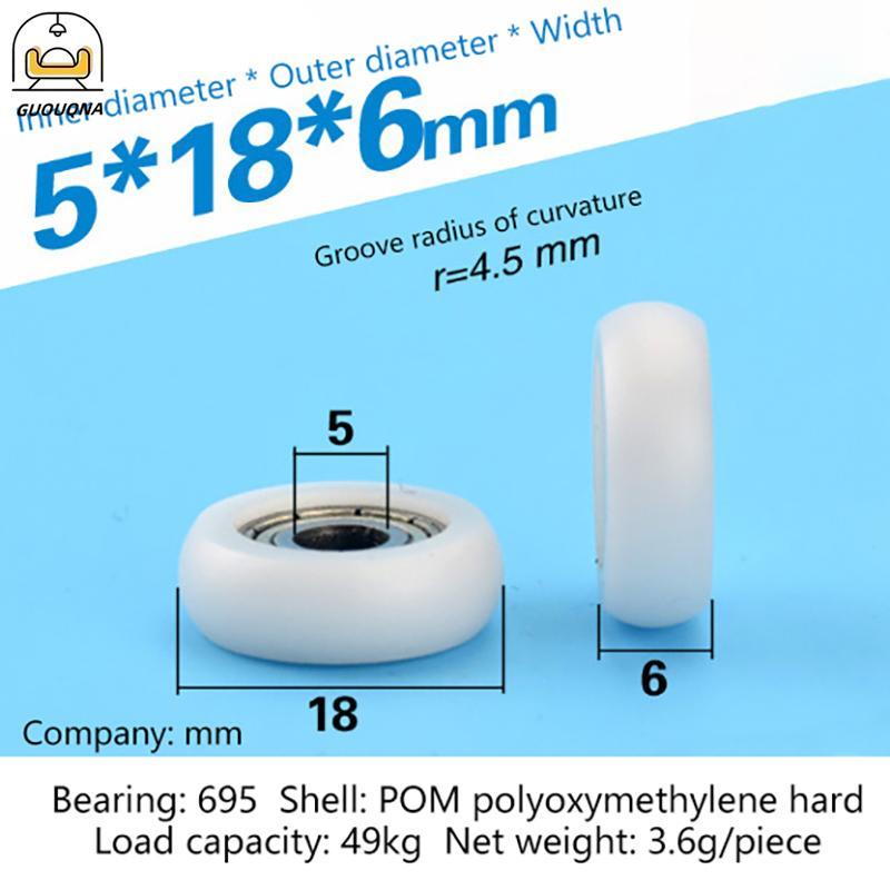 GUOUQNA 2 Chiếc 695ZZ 5x18x6mm POM Nylon Vòng Loại Con Lăn Bánh Xe POM Bọc 695ZZ Mang Ròng Rọc Bánh 