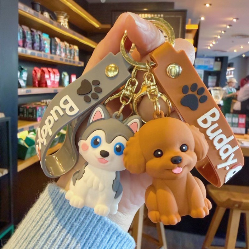 Ngôi nhà sáng tạo Có Wang Wang Wang Love Pet Doll Schoolbag Móc khóa Mặt dây chuyền