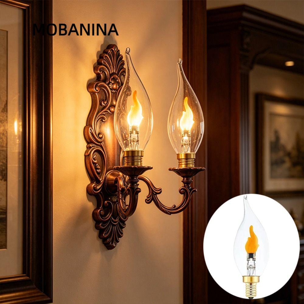 Đèn Lửa Mô Phỏng MOBANINA, E12 / E14 / E27 110V 220V Bóng Đèn LED Ngọn Lửa, Kính Vintage PVC Nhấp Nh