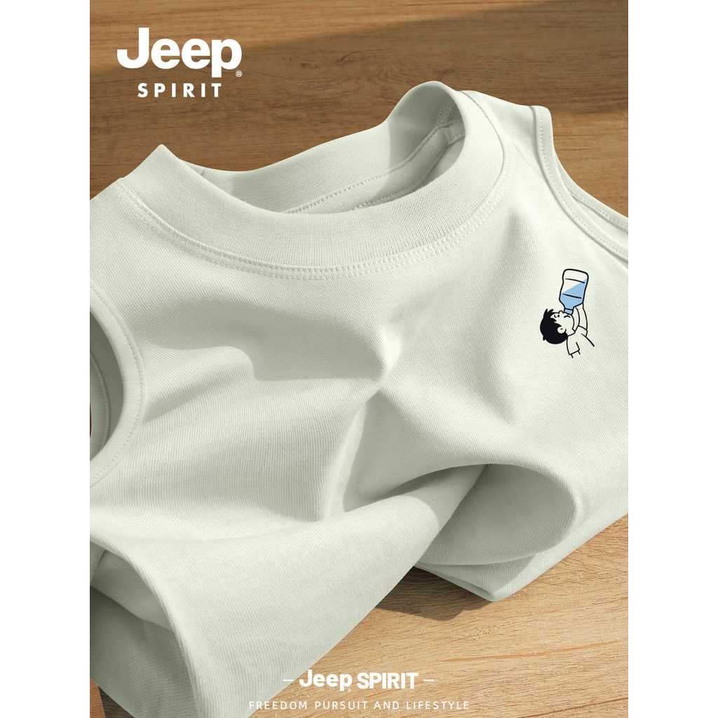 Jeep Jeep Jeep Nguyên Chất Cotton Áo Khoác Nam Thể Thao Mùa Hè 2026 Thanh Niên In Hình Vui Nhộn Áo T