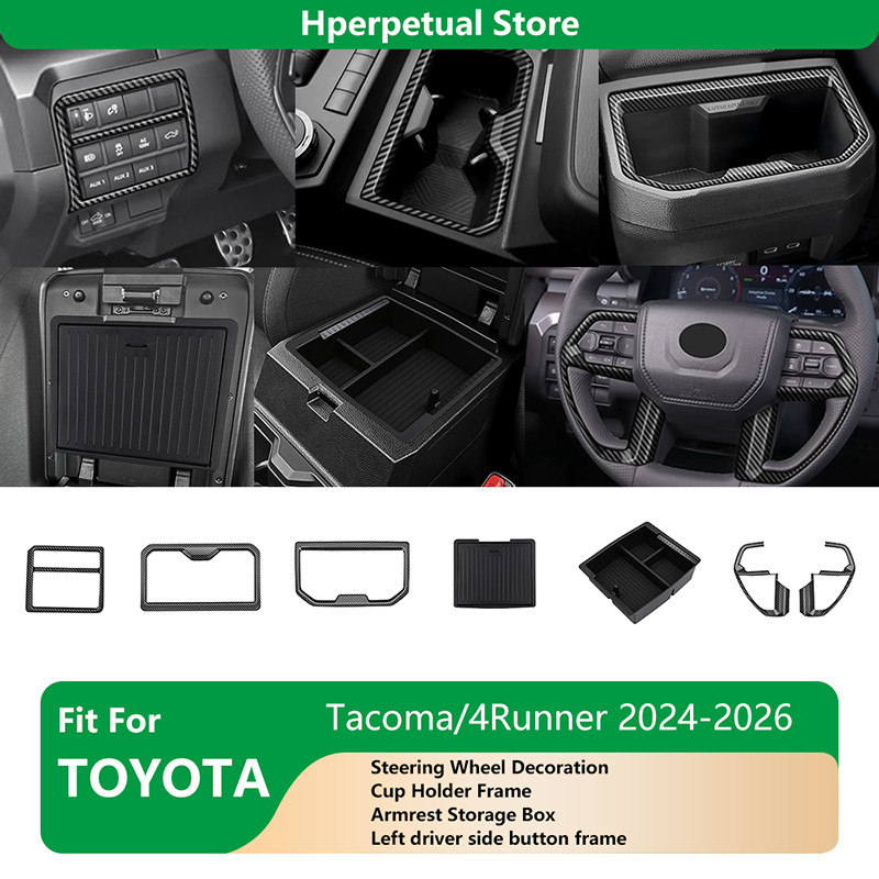 Dành Cho Xe Toyota Tacoma / 4Runner 2024-2026 Cốc Giữ Khung Nút Khung Tay Vịn Hộp Bảo Quản Bọc Vô Lă