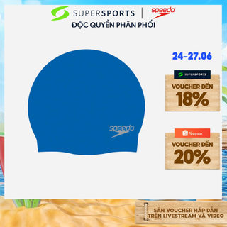 Nón bơi người lớn speedo plain moulded silicone - xanh dương - 8-709842610 ls500