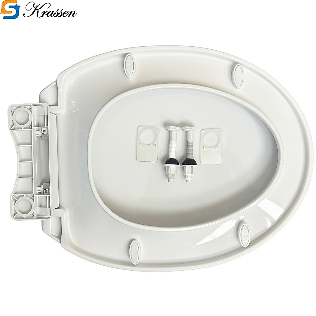 KS.01 Nắp bồn cầu rơi êm Krassen phù hợp với bồn cầu mũi tròn, mũi nhọn của TOTO, Inax, Viglacera, Caesar, American...