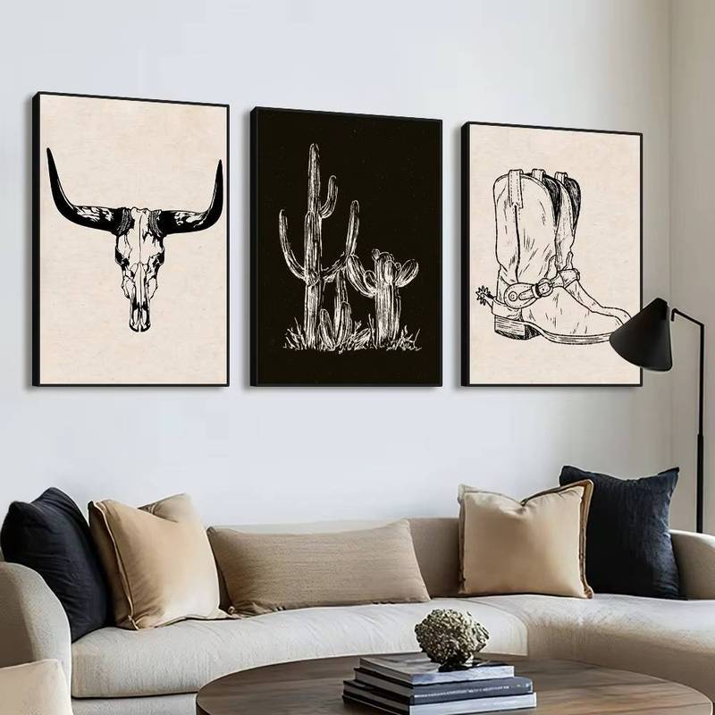 Western Cowboy Aesthetic Poster Wild West Prints Black and White Southwestern Art Decor Fashion Cowb