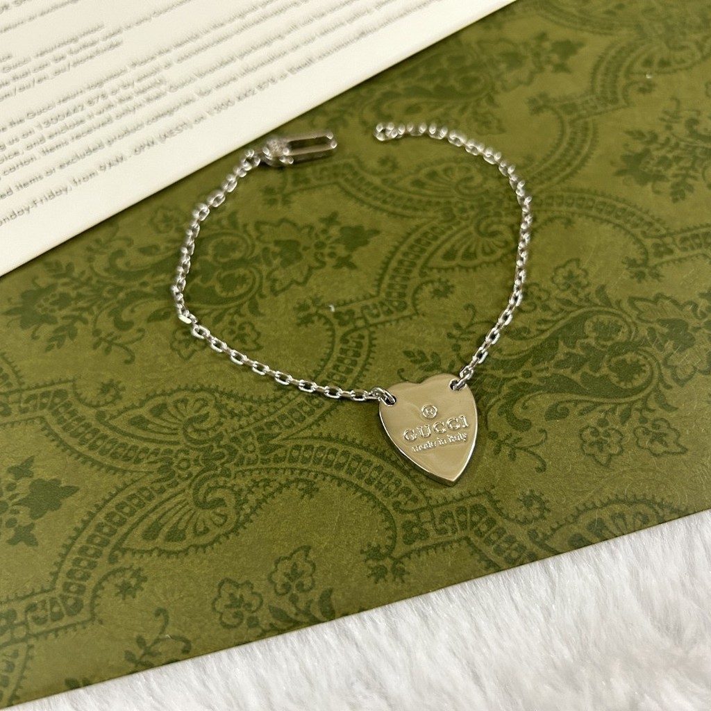 GYWB GG Ancient Home  925Silver bracelet Heart-shaped Double Clasp Bracelet Women's Fashionable Simp