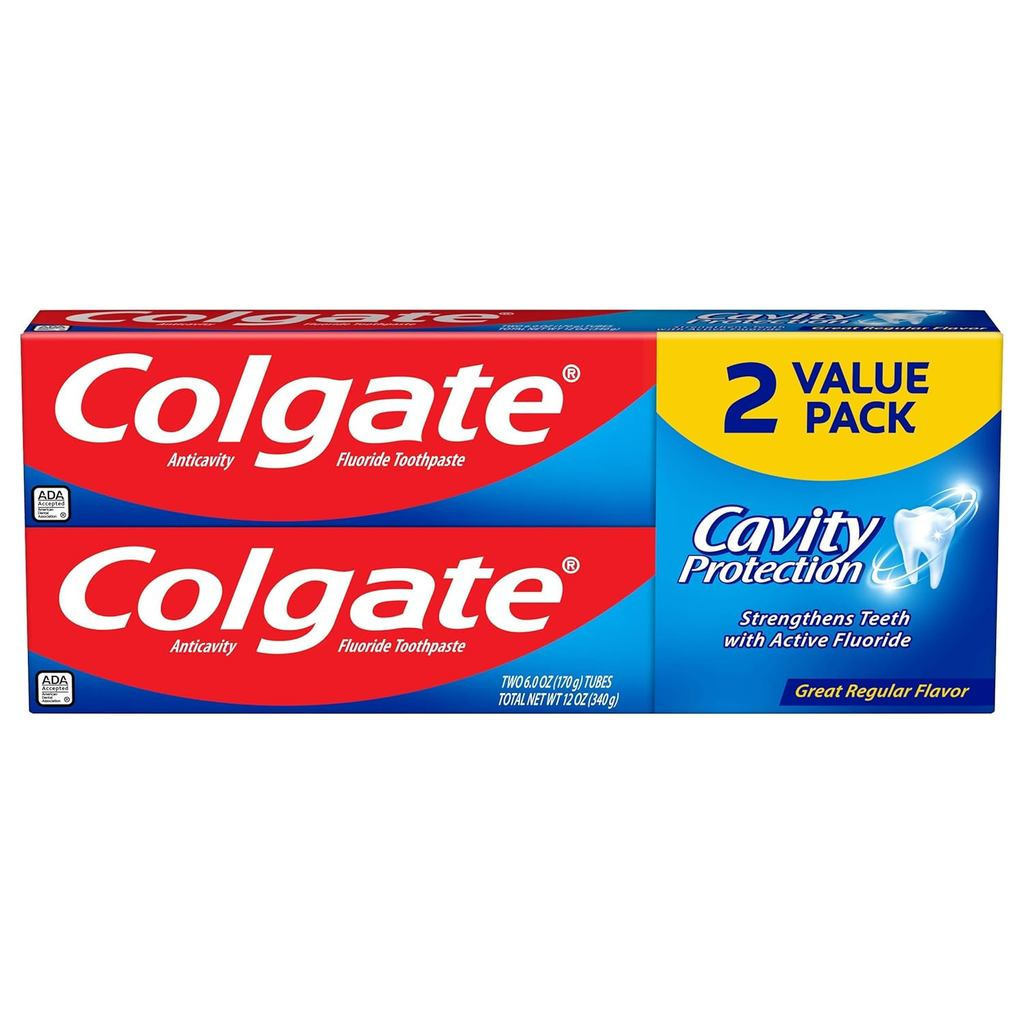 Kem đánh răng Colgate Active Fluoride, Gói giá trị, 6 Ounce, Gói 2 que, 6 Ounce