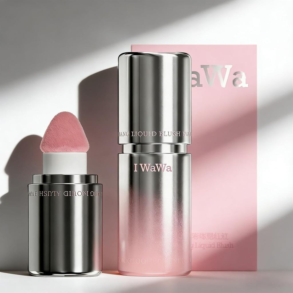 Phấn má hồng kem dạng lỏng IWAWA Puffy, kết cấu gel, đầu mút mút tán, màu Nude lì