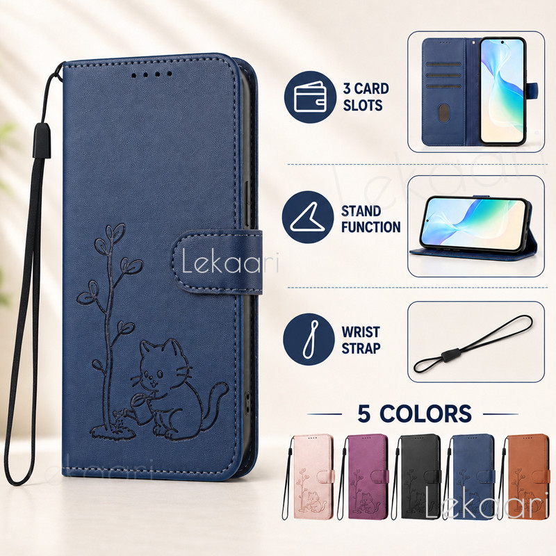 Ốp Lật Mỏng Cho Realme 7 P4 Power P3 P1 Gt 8 7 6t 5 NEO PRO PLUS RACING 5G Ví Da Khe Cắm Thẻ Mèo Nổi