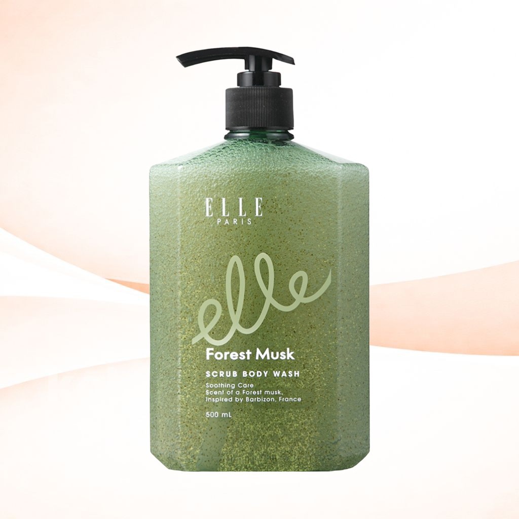 [elleparis] Sữa tắm tẩy tế bào chết, Mùi hương xạ hương rừng, 500ml, 1 cái / Tẩy tế bào chết toàn th