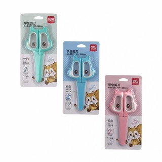 Kéo Học Sinh Deli 6061 - 136mm - Có nắp đậy an toàn cho học sinh