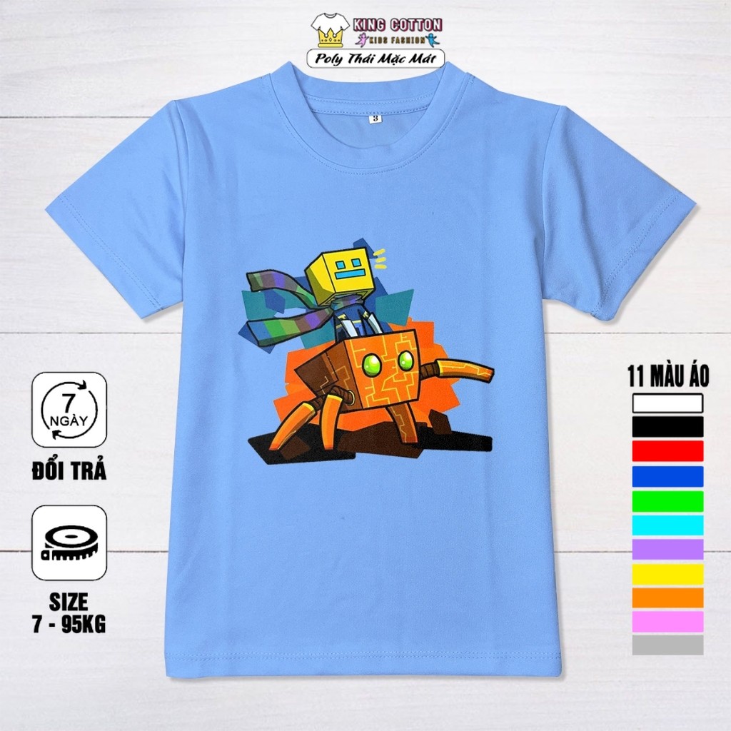Áo Thun Trẻ Em GEOMETRY DASH, Vải Poly Thái Mặc Mát và Dầy Dặn, Có Size Trẻ Em Và Người Lớn, KING CO