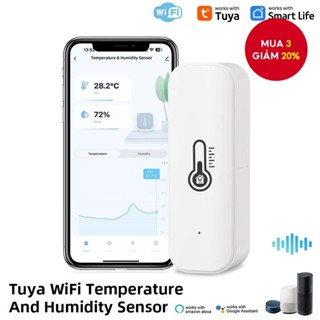Tuya WiFi Cảm biến độ ẩm nhiệt độ Cảm biến độ ẩm trong nhà Chạy bằng pin Giám sát ứng dụng Alexa Google Home Voice
