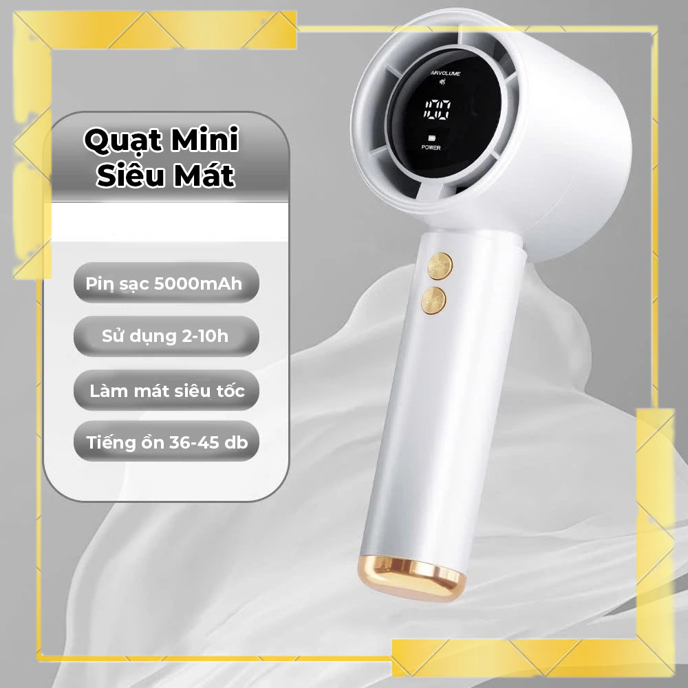 Quạt mini cầm tay turbo phản lực M2 5000mAh di động  màn hình hiển thị pin có thể sạc gió mạnh 100