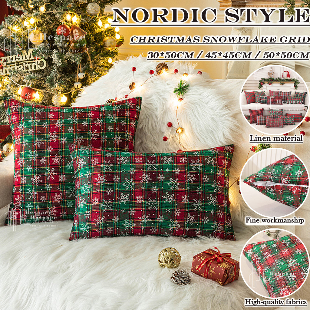 Ném Gối Phòng Khách Sofa Gối Giáng Sinh Trang Trí Kẻ Sọc Đỏ Ném Gối 30x50 / 45x45 / 50x50cm